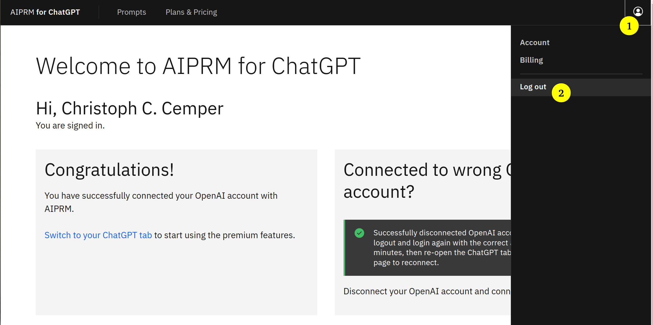 Used The Wrong Account? How To Disconnect To AIPRM And OpenAI Accounts ...